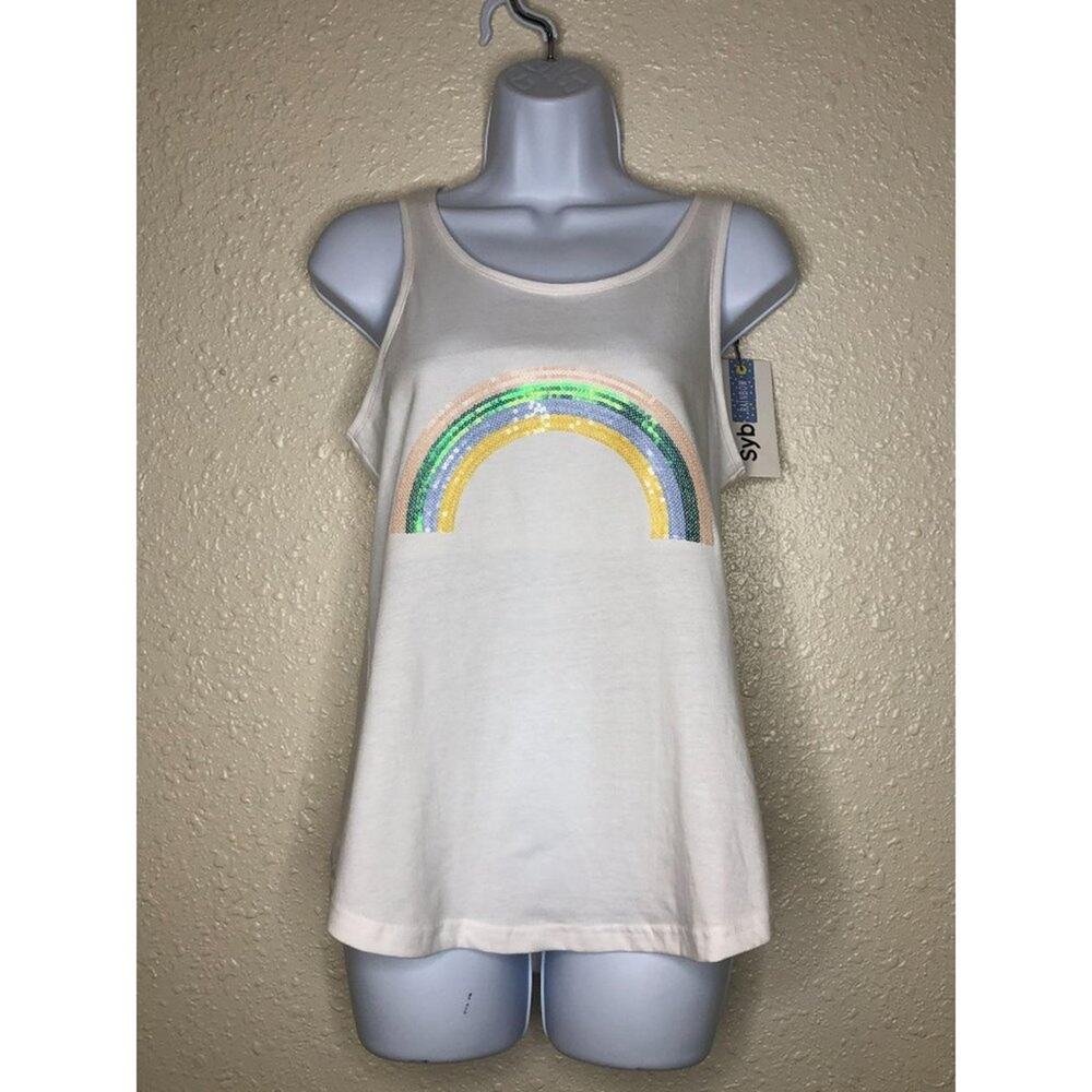 Sybilla tank top size small sequined rainbow NWT
